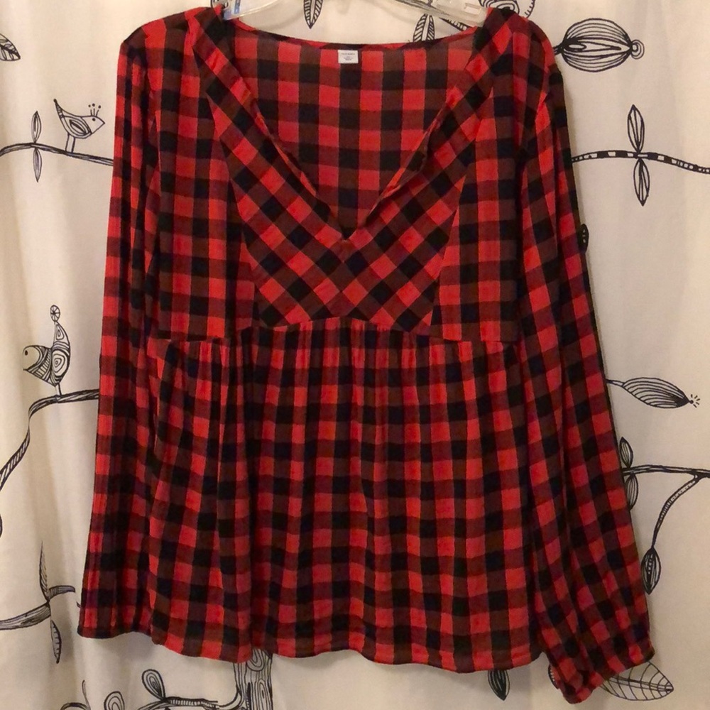 ❤️ Old Navy Buffalo-check Plaid Babydoll Top ❤️